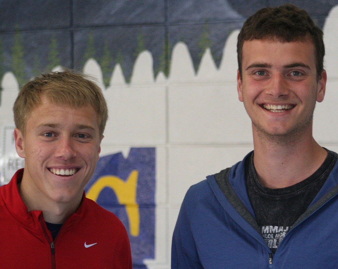 Niklaus Gier, left, and Niklaus Neumann, both of Libby High School, each were awarded a Montana University System Honor Scholarship to cover in-state tuition up to $18,000. Sarah Pierce of Troy High School also won the scholarship. All three plan to attend Montana State University in Bozeman. (Elka Wood/The Western News)