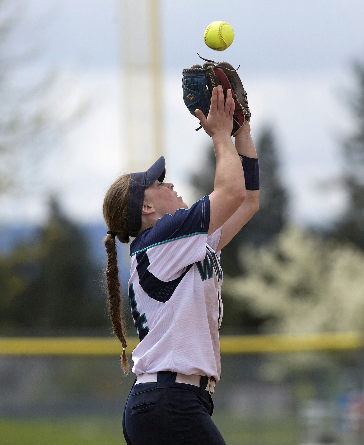 LISA JAMES/Press
Haley Loffer of Lake City catches a ball during the first of the 5A State Championship games at Coeur D&#146;Alene High School on Friday. Lake City won 8-2  to advance to the next bracket.
