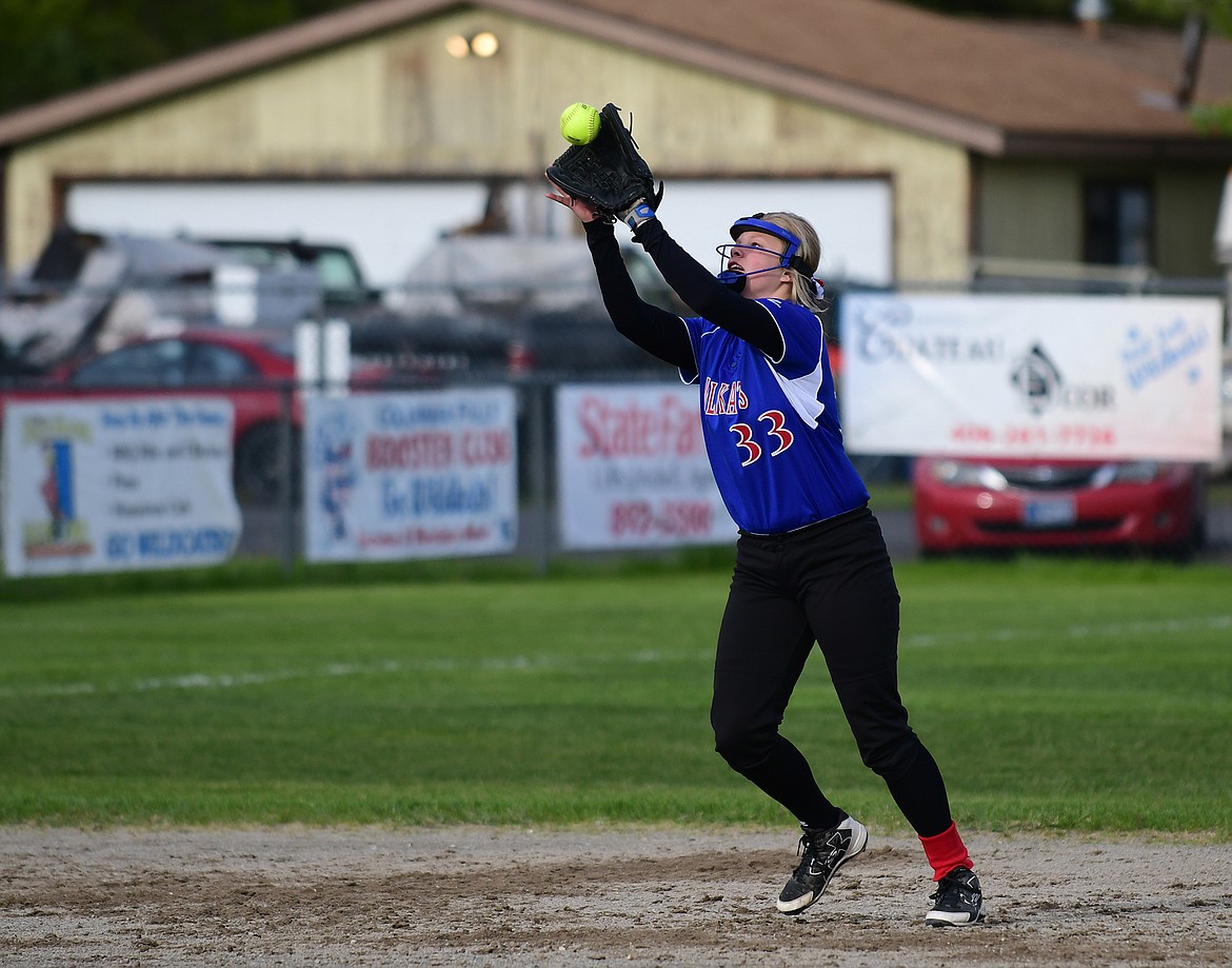 Trista Cowan snares a pop-fly against Polson last week.