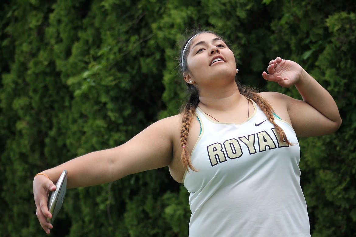 Courtesy photo - Jennifer Ledezma took second in the shot put with a school breaking record of 35-02 feet. She also placed fourth in the discus event with a toss of 95-03.50 feet.