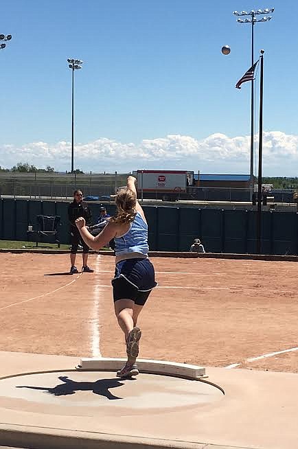 Photo by TERESA RAE
Victoria Rae, partipating in the shot put.