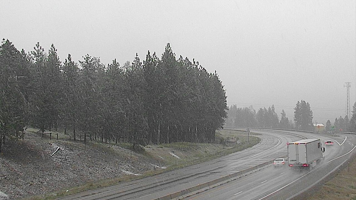 The weather camera near Ninemile showed slushy roads and snow when a wintery blast of weather blew through the area on Wednesday.