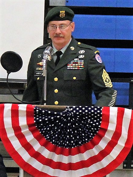 Retired Sgt. Maj. Michael Jarnevic was the guest speaker on Saturday. (Kathleen Woodford/Mineral Independent).