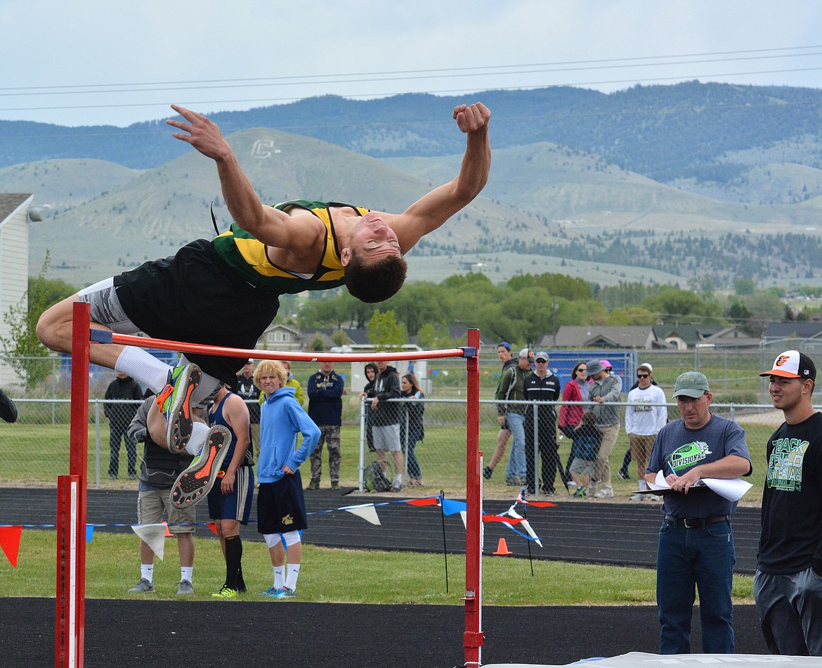 Lee Walburn competes in the high jump during the Western A divisional meet in Corvallis. (Photo courtesy Jeff Doorn)