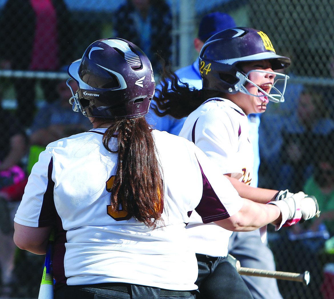 Connor Vanderweyst/Columbia Basin Herald
Brooklyn Bailey exults after scoring the game-winning run against Eastmont.