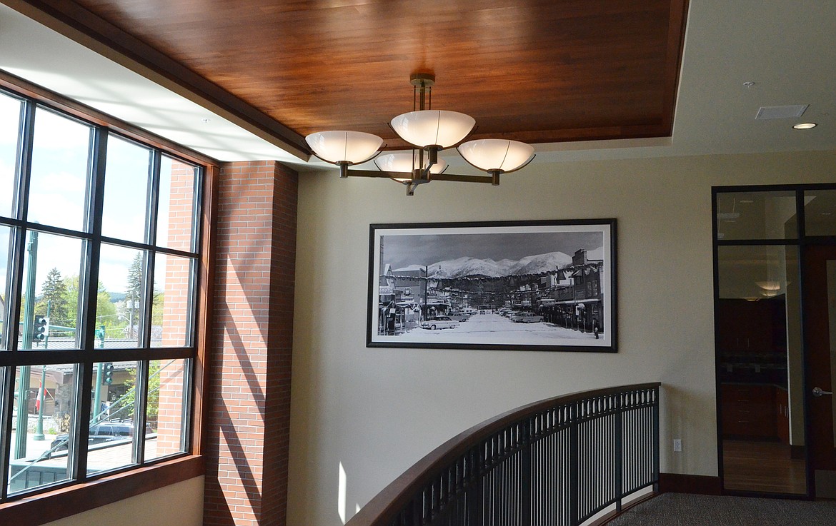 Historic photos are scattered around the City Hall buidling including this one of Central Avenue. (Heidi Desch/Whitefish Pilot)