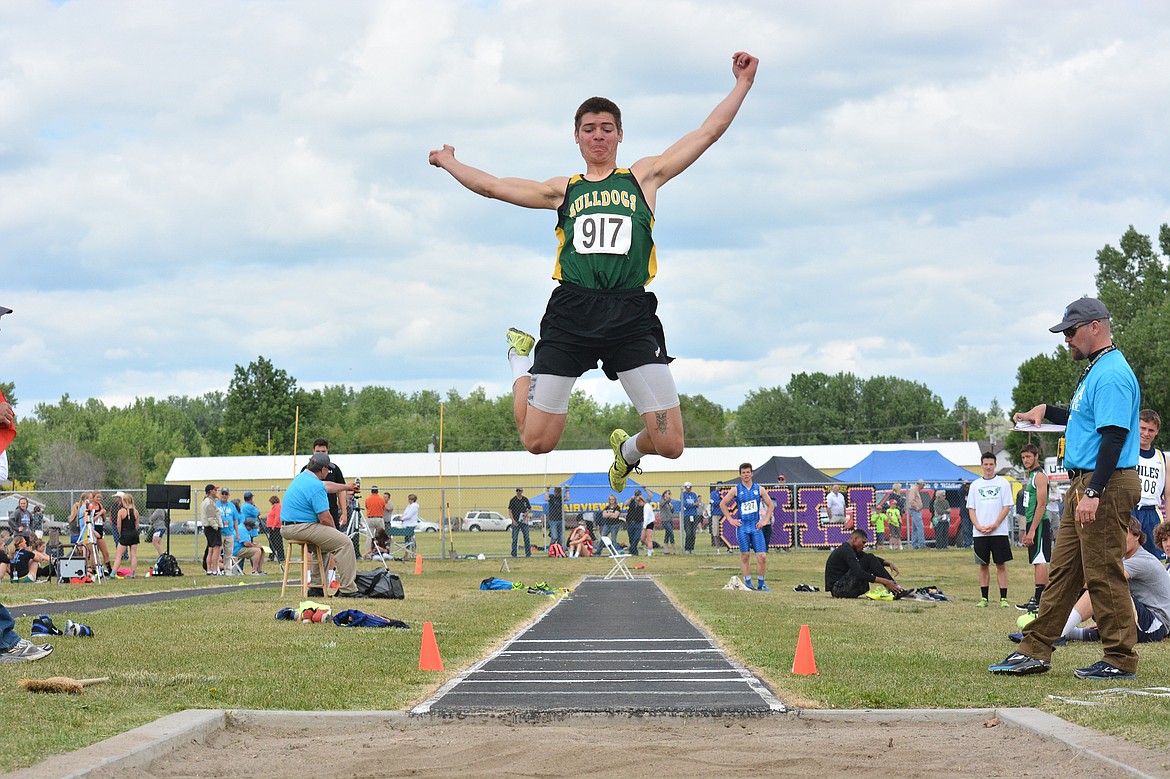 Lee Walburn competes in the long jump during the Class A state track meet last weekend in Laurel. (Photo courtesy Jeff Doorn)