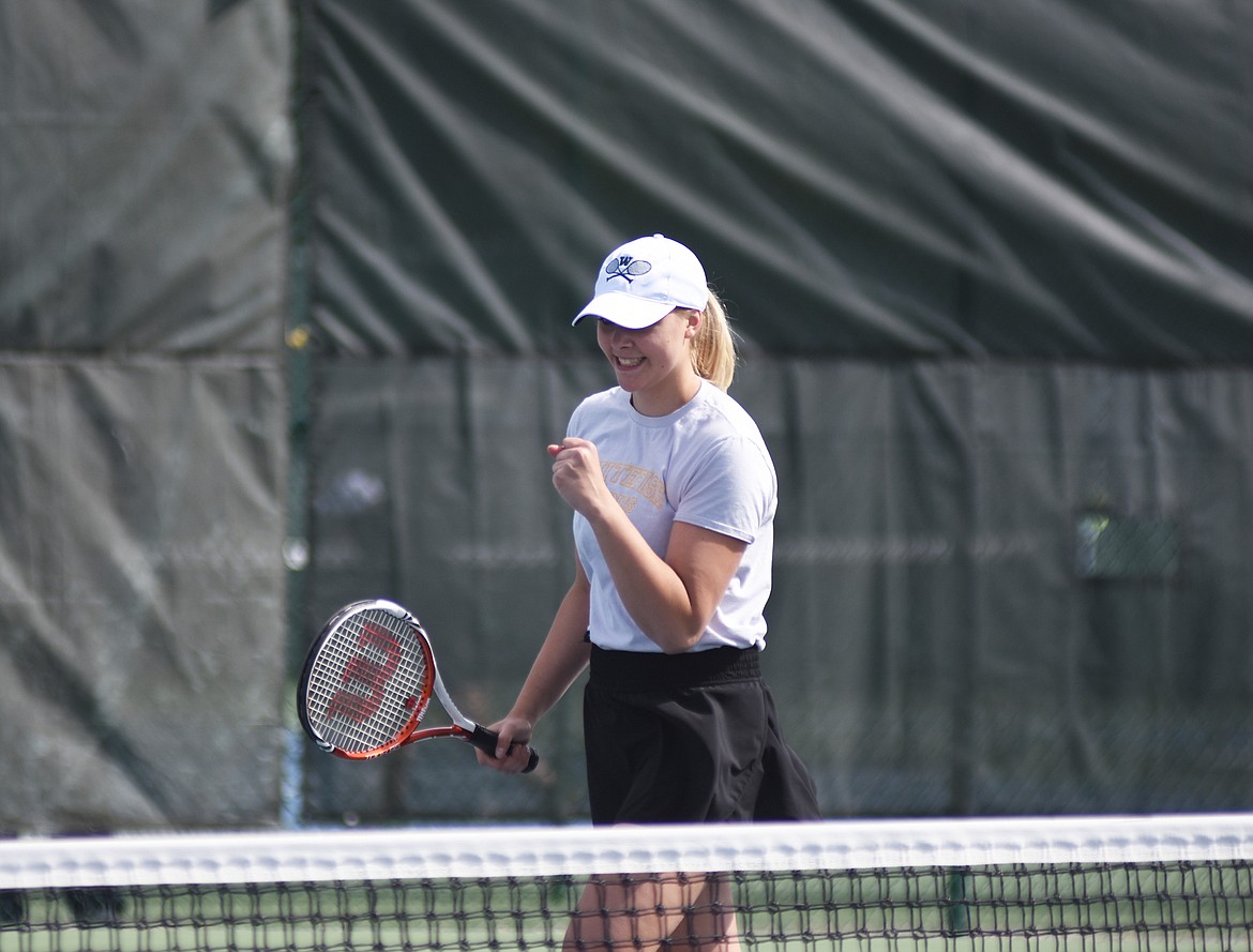 Cailyn Ross celebrates in the first round of the Class A State Tournament at FVCC.