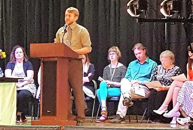 During the St. Regis Awards Banquet, music teacher Derek Larson received the 2017 Inspirational Teacher of the year Award. (Photo courtesy of St. Regis School).