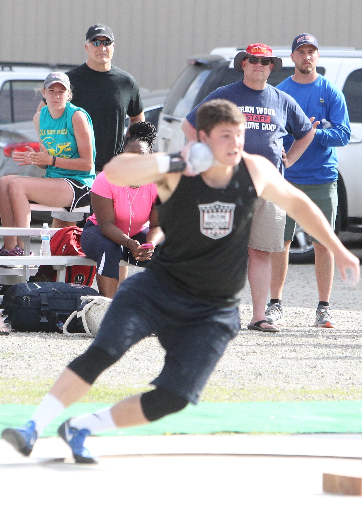 JASON ELLIOTT/Press
Coeur d'Alene High senior Grady Leonard prepares to make a throw during the boys shot put in the third annual IronWood Throws Classic. Leonard finished second with a mark of 64 feet, 5 3/4 inches.