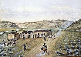 Painting by WILLIAM HENRY JACKSON COURTESY SCOTT&#146;S BLUFF NATIONAL MONUMENT
Rocky Ridge station, also known as St. Mary&#146;s, where Mark Twain had breakfast with Jack Slade in August 1861.