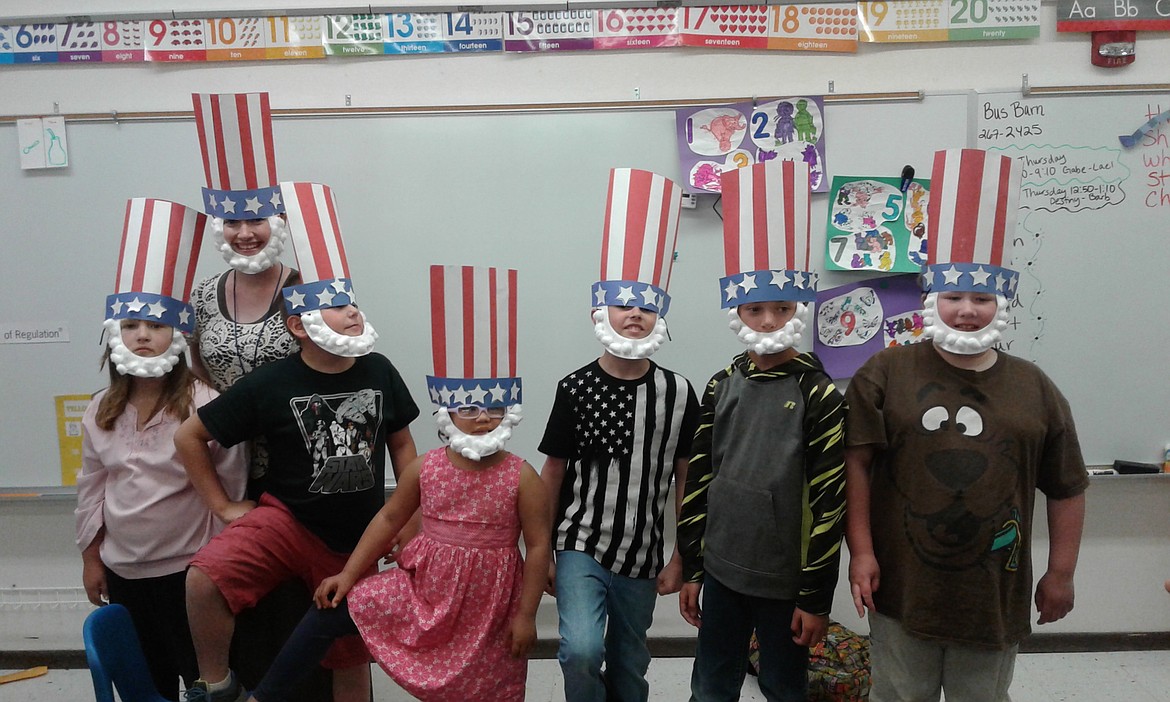 Teacher Matt Dinning&#146;s Valley View students learn about Memorial Day and the symbols of America. From left to right: Ellie Palmer, Gabe Jackson, Destiny Hillard, Logan McClelland, Gabe Jones, Lucas Edwards, and in the back, is Ramona Smucker.