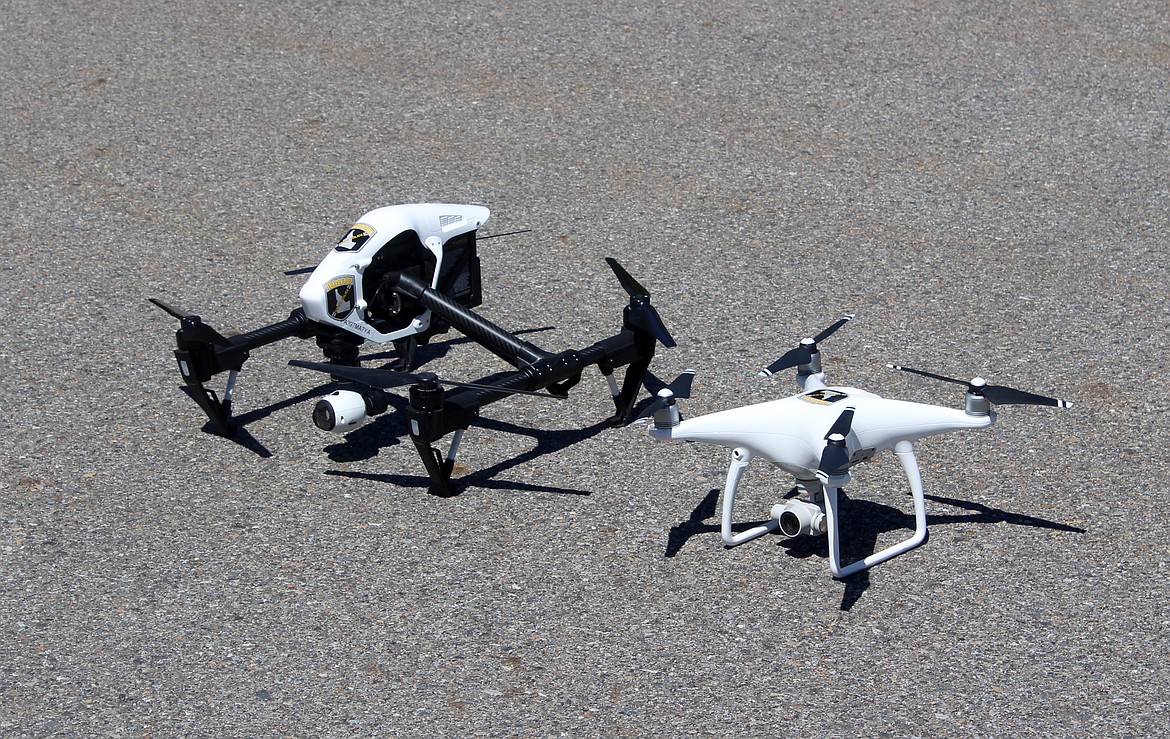 ISP&#146;s DJI Inspire 1 drone with a detachable camera system (left) and the smaller DJI Phantom 4. Both drones  have been seeing more and more use as of late.