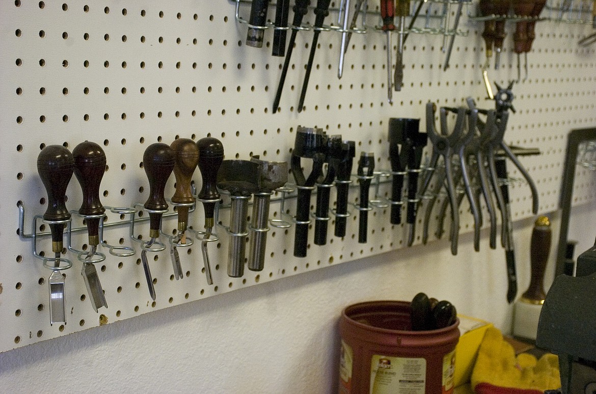 AN ASSORTMENT of specialized leather working tools is pictured at Lane&#146;s Boot and Shoe Repair in Polson last week. (Brett Berntsen/Lake County Leader)