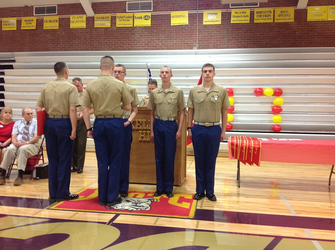 Courtesy photo
Cadets receive awards during Kellogg High School’s Marine Corps JROTC awards ceremony.
