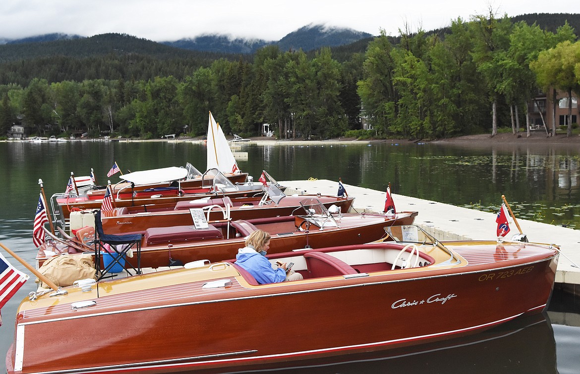 CLASSIC AND antique boats dock outside The Lodge at Whitefish Lake during the Whitefish Woody Weekend. (Whitefish Pilot photos)