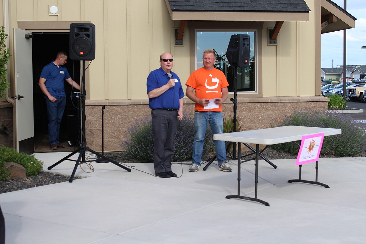 Chanet Stevenson/The Sun Tribune - Othello Mayor, Shawn Logan, kicks off the festivities at the 2nd annual Othello Community BBQ Friday, June 9.