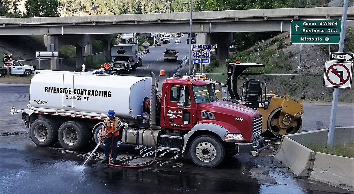 Riverside Contracting recently repaired potholes on the south side of the Superior interchange. (Photo by John Benda)