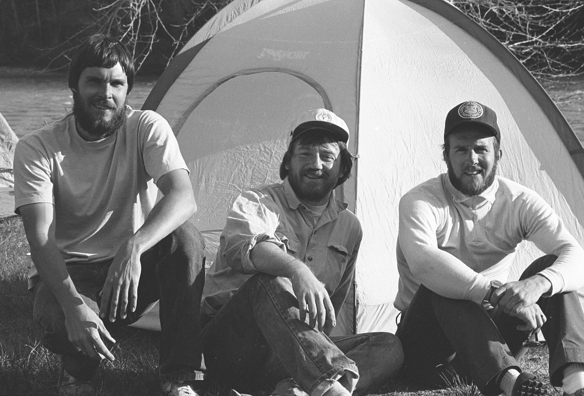 David Ames, Mark O'Keefe and Randy Gayner, founders of Glacier Wilderness Guides in May, 1983.