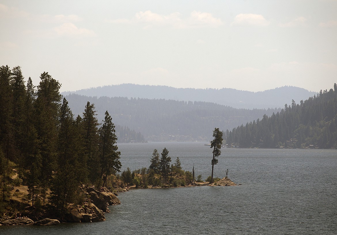 LOREN BENOIT/Press
Smoke from the Spartan Wildfire near Wenatchee, Wash., fills the air over Lake Coeur d&#146;Alene Wednesday afternoon.