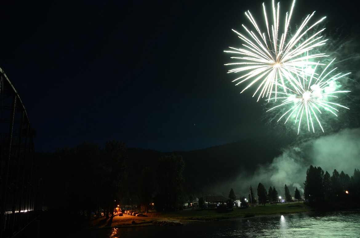 THE OLD Fashioned Fourth of July fireworks show lights up the sky over Troy last year. (Seaborn Larson/The Western News)