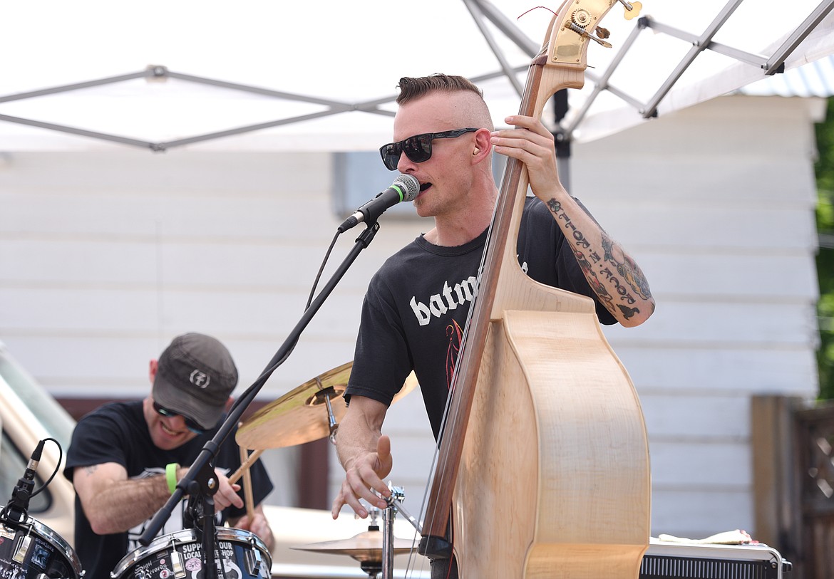 ELLIOTT ABBOTT of The Lucitones plays the stand-up bass during a performance at the Big Shindig in Kalispell.