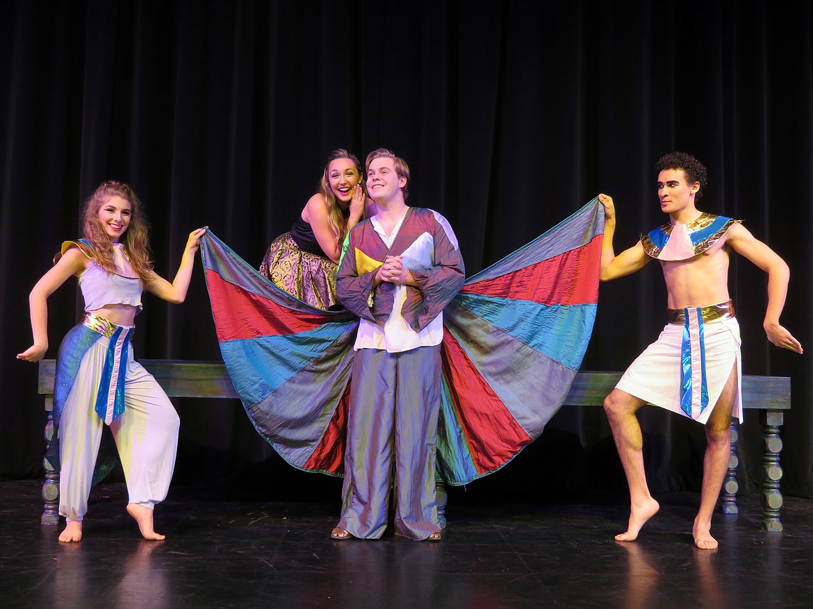 FROM LEFT, Chloe Campbell, Brittany Ambler, Craig Franke and Miles Tillman start in &#147;Joseph and the Amazing Technicolor Dreamcoat.&#148; (Photo courtesy of Bigfork Summer Playhouse)