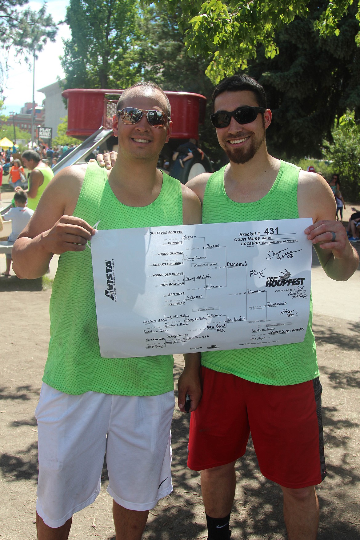 (Photo by MORIAH AISPURO)
Blake Mahler, left, and Joel Aispuro have played in nine Hoopfests together, claiming a whopping 11 championships between the friends.