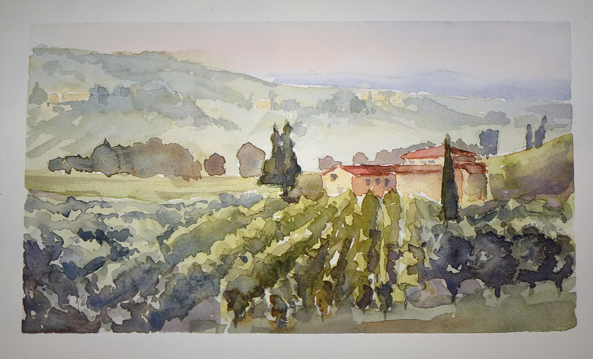 A watercolor sketch of Italy from Richie Carter&#146;s semester abroad with Flathead Valley Community College in 2014.(Brenda Ahearn/Daily Inter Lake)