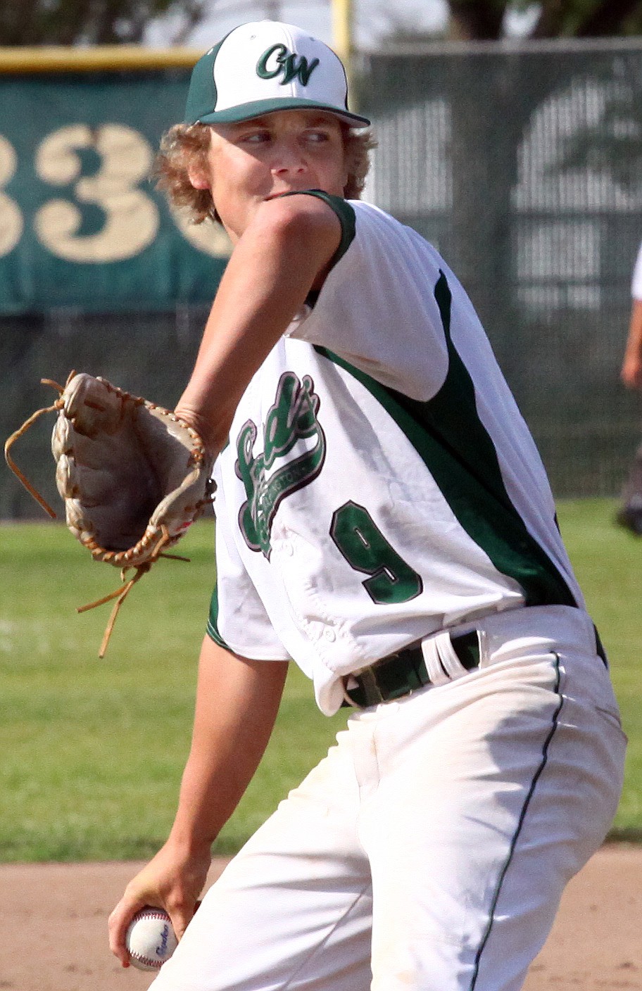 Rodney Harwood/Columbia Basin HeraldCentral Washington starter Cade Tunstall delivers to the plate during the second inning of Tuesday's AAA 19U game at Larson Playfield.