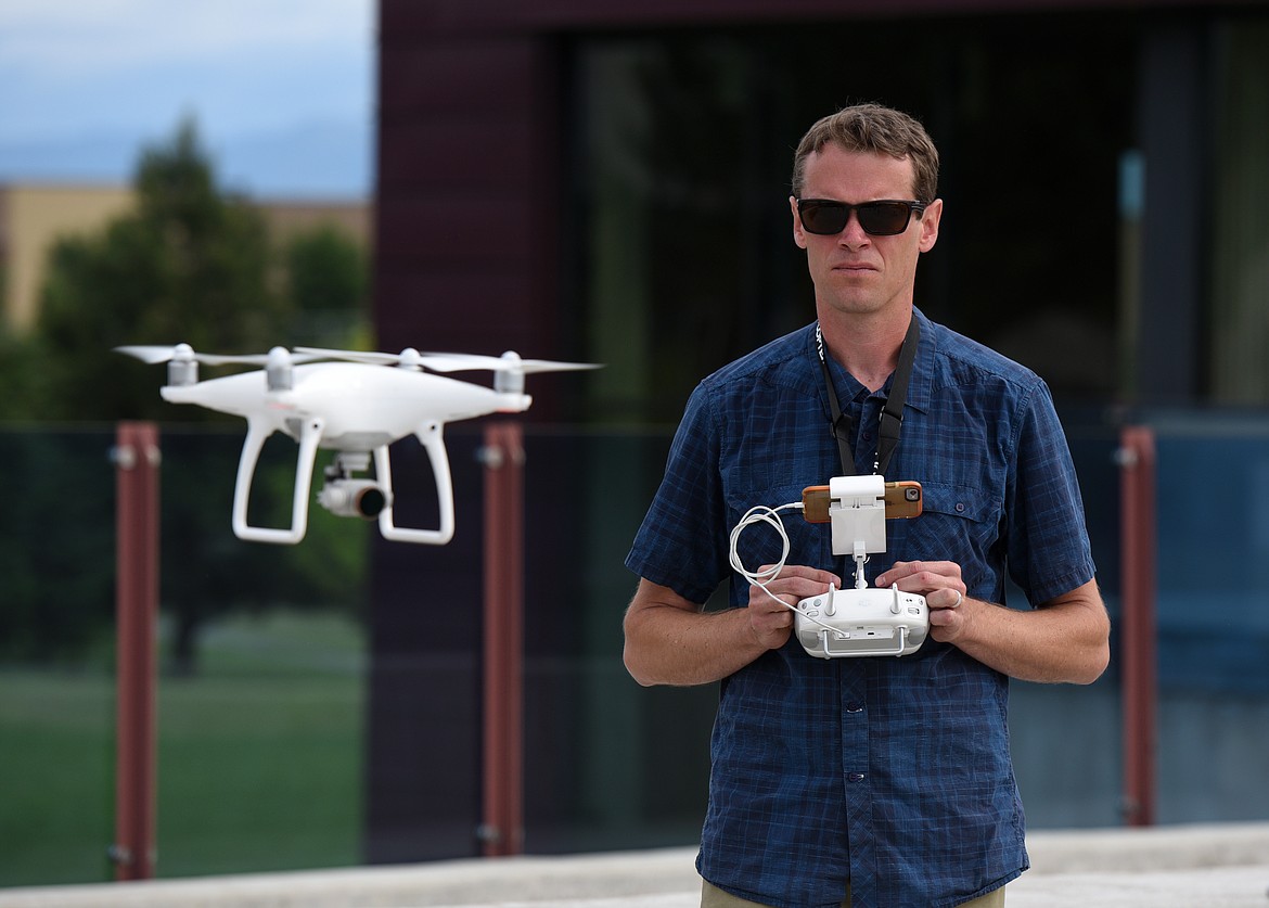 Adam Paugh flies a drone at Flathead Valley Community College in this June 20, 2017, file photo. (Aaric Bryan/Daily Inter Lake)