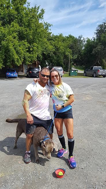 Sponsor Iron Mikes: Mike Davis, Debbie McCane, and dog &#147;Blue.&#148;