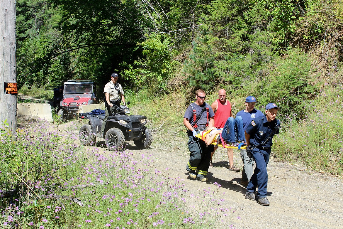 Photo by Chanse Watson. 
Another instance of backwoods injury. In 2016, emergency crews responded to an ATV rollover up Moon Gulch when riders went down a closed forest service road and the shoulder gave way, sending two people into the adjacent creek.