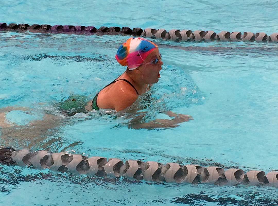 PLAINS PIRANHA swimmer Lillian MacDonald is swimming the 100-meter breaststroke in a recent competition. The Peronah&#146;s have been a swimming club in Plains for several years. (Photo courtesy of Danika Whitcomb)