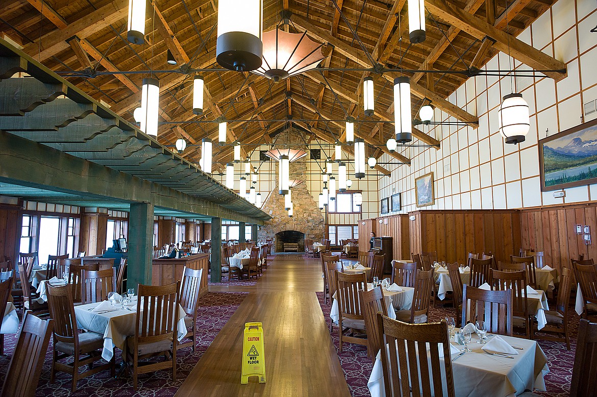 The Many Glacier Hotel dining room.