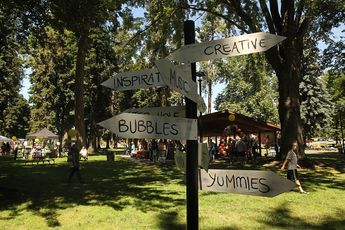 DEVIN HEILMAN/Press
All roads lead to somewhere imaginative Saturday during the 2017 GizMotion Celebration of Creativity in Coeur d&#146;Alene City Park. About 30 different stations invited kiddos to explore a variety of art and science activities, from painting and using bubbles to reassembling toys. This was the third year for GizMotion, formerly known as Kinetic Fest.