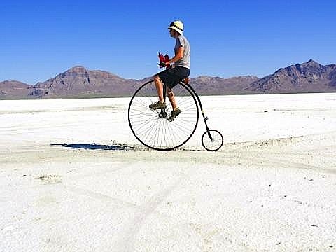 Courtesy photo
Julian Redman pedals across the Bonneville Salt Flats in Utah during his 3,333-mile, 44-day journey.