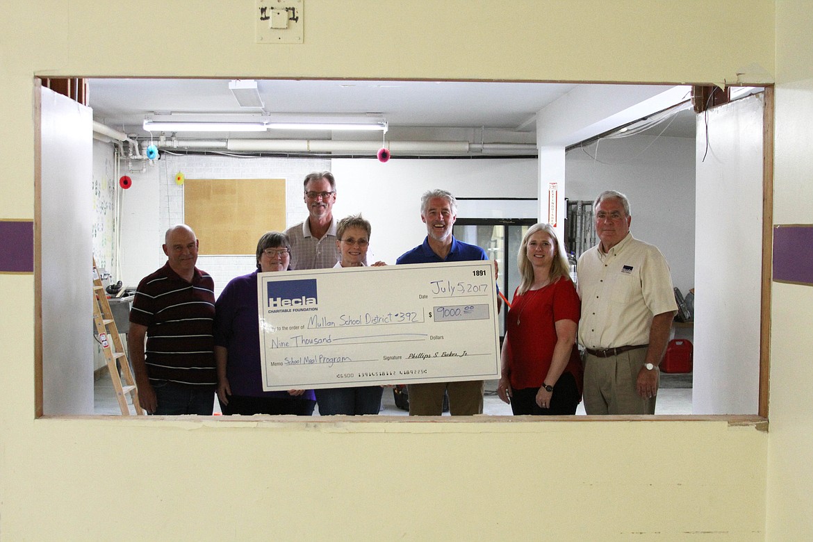 Photo by JOSH MCDONALD
The HCF donated $9,000 to the Mullan School District to help get their lunch program going. Pictured with Baker, Turner, and Dexter are Mike Summerkamp, Cathy Anderson, Les Wells, and Jackie Gorshe-Almquist.