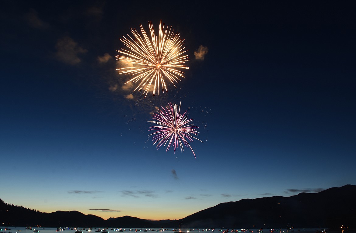 Boats dot Whitefish Lake Tuesday during the Whitefish Chamber of Commerce&#146;s annual Fourth of July fireworks show over the lake. (Heidi Desch/Whitefish Pilot)