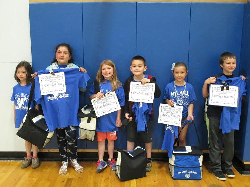 Once a year Mt. Hall Elementary recognizes one distinguished student from each class with the highly-prized honor of &#147;Wildcat of the Year.&#148;  The staff at Mt. Hall School would like to congratulate the following students who are our 2016-17 Mt. Hall Wildcats of the Year: Kindergarten, Reya Riverman; First Grade, Boston Alexander;  Second Grade, Aulana Russell; Third Grade, Sadie Frederickson;  Fourth Grade, Bradlee Bennett; Fifth Grade, Ana Hilda (Anita) Ortiz.

Courtesy photo