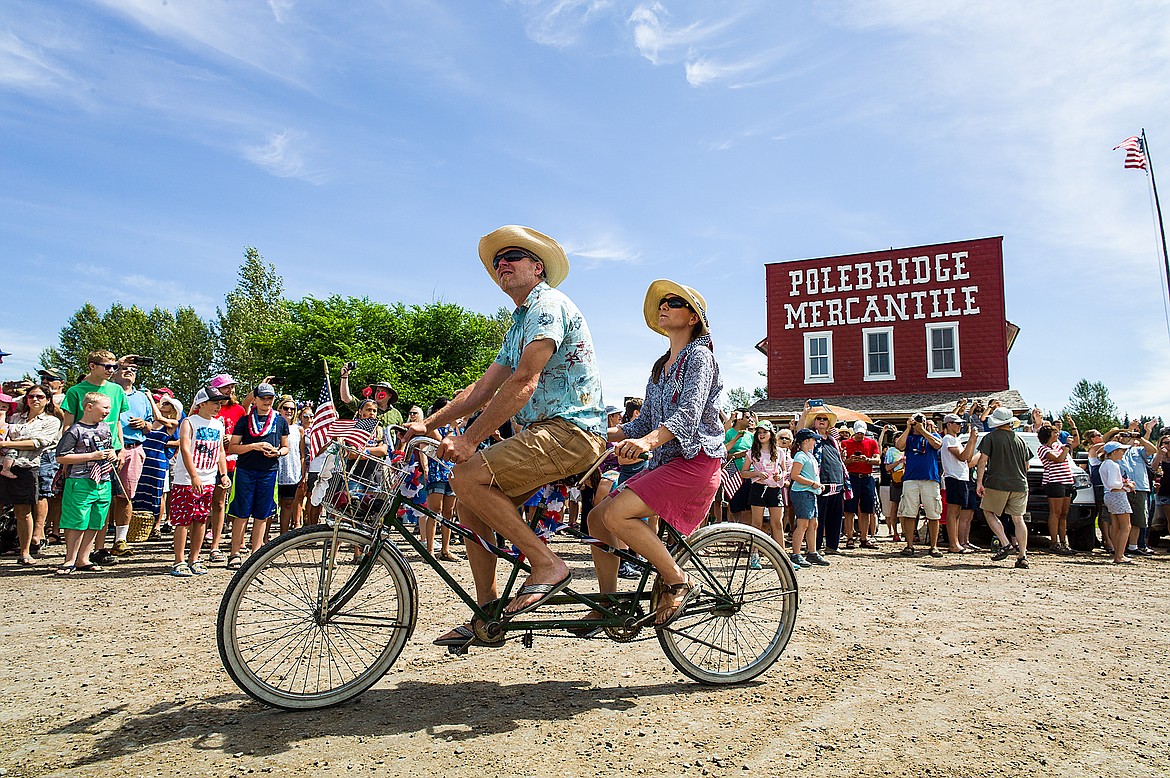 Biking through the parade.