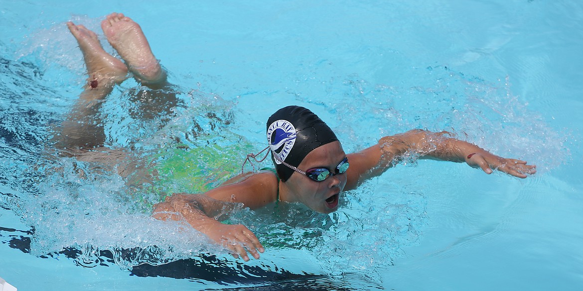 Connor Vanderweyst/Columbia Basin Herald
Azzy Alvarez swims for the Manta Rays during the Sizzlin' Summer Open.
