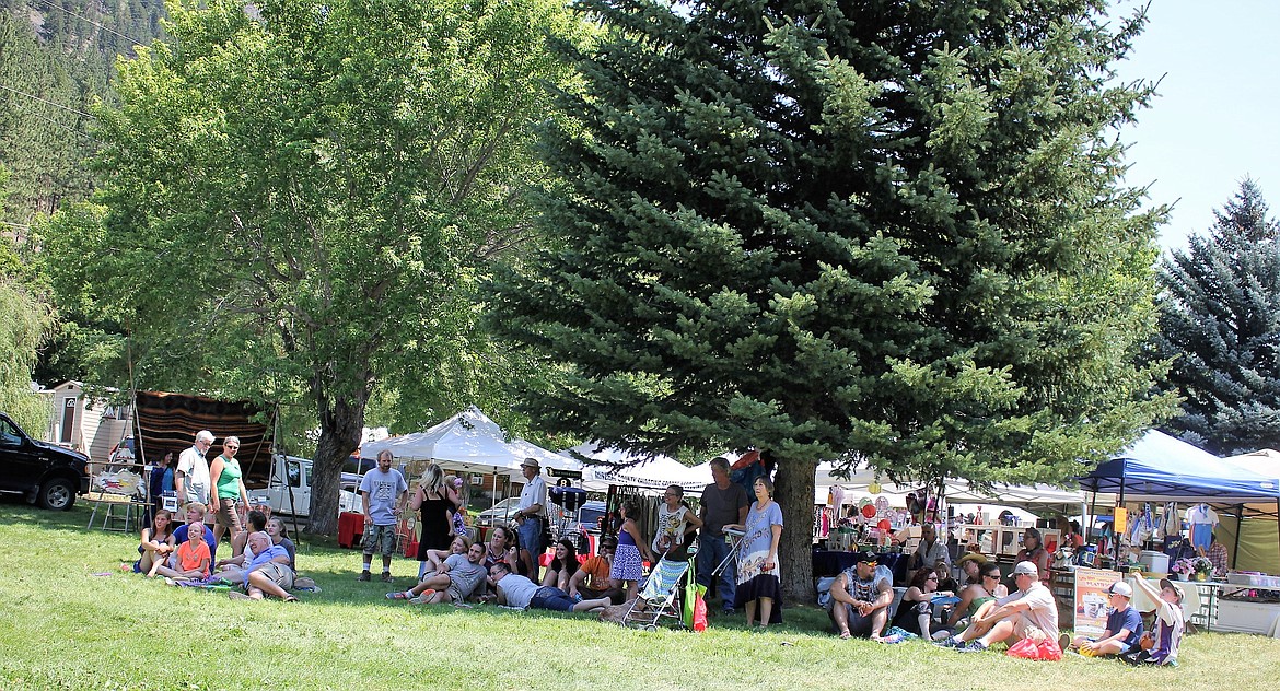 A crowd gathered under the shade of trees to watch the talent show during Railroad Day in Alberton on July 15. (Photos by Kathleen Woodford/Mineral Independent)