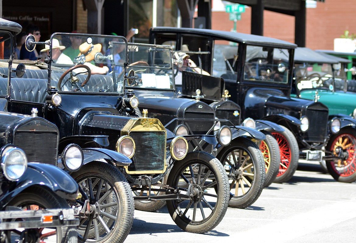 Hundreds of Model T cars lined Central Avenue Sunday for a car show as part of the annual tour for the Model T Ford Club of America and the Model T Ford Club. (Heidi Desch/Whitefish Pilot)