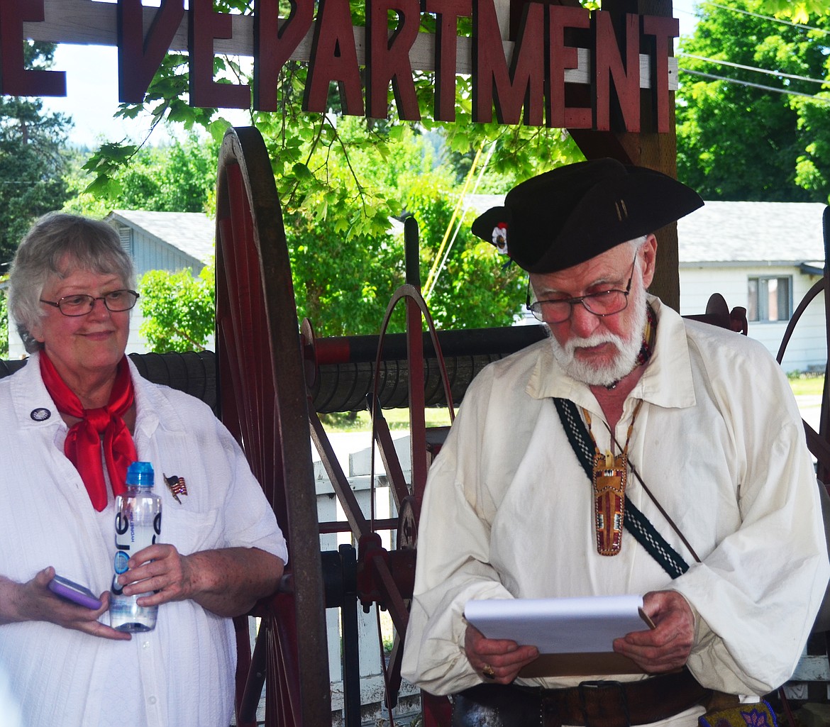 TED HOUGHLAND reads the Declaration of Independence during the 4th of July festivities in Thompson Falls last week. (Erin Jusseaume/Clark Fork Valley Press)