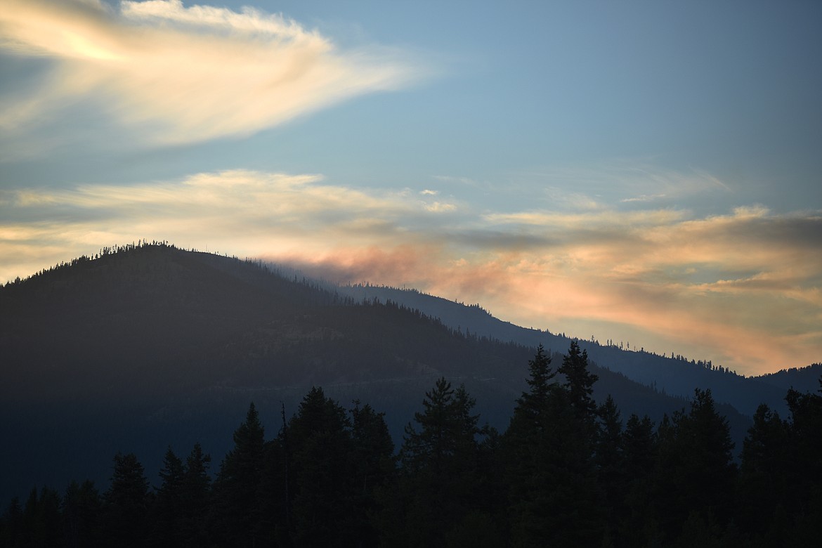 View of a fire close to Libby from U.S. Highway 2, near Thompson Lake on Sunday night, July 9.(Brenda Ahearn/Daily Inter Lake)