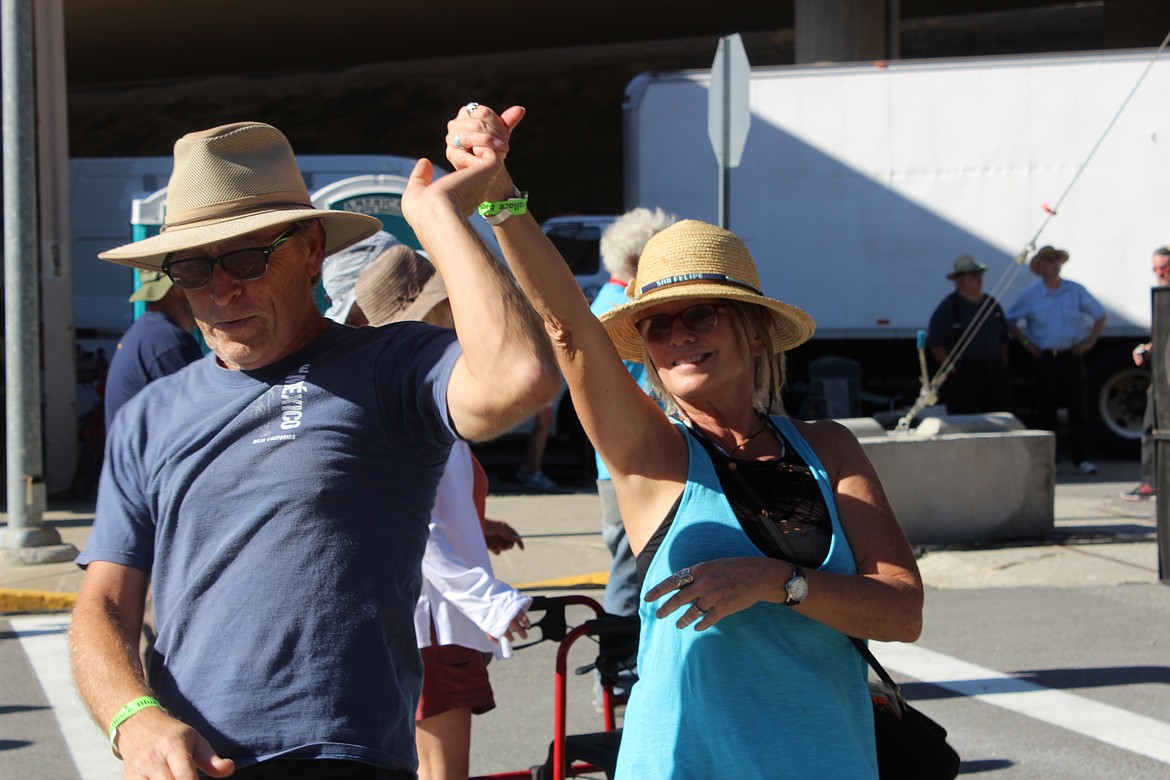 Blues lovers cut a rug while Terrie Odabi performs.