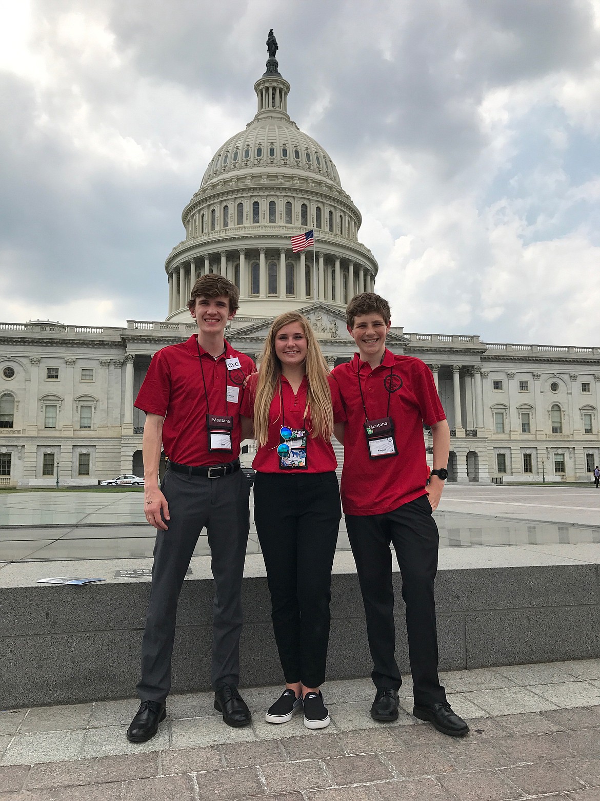 Flathead Valley students Seth Carmichael, McKenna Johnson and Keegan Siebenaler visit the U.S. Capitol Building during the annual Washington, D.C. Youth Tour hosted by the National Rural Electric Co-op Association. (Photo courtesy of Flathead Electric Cooperative)