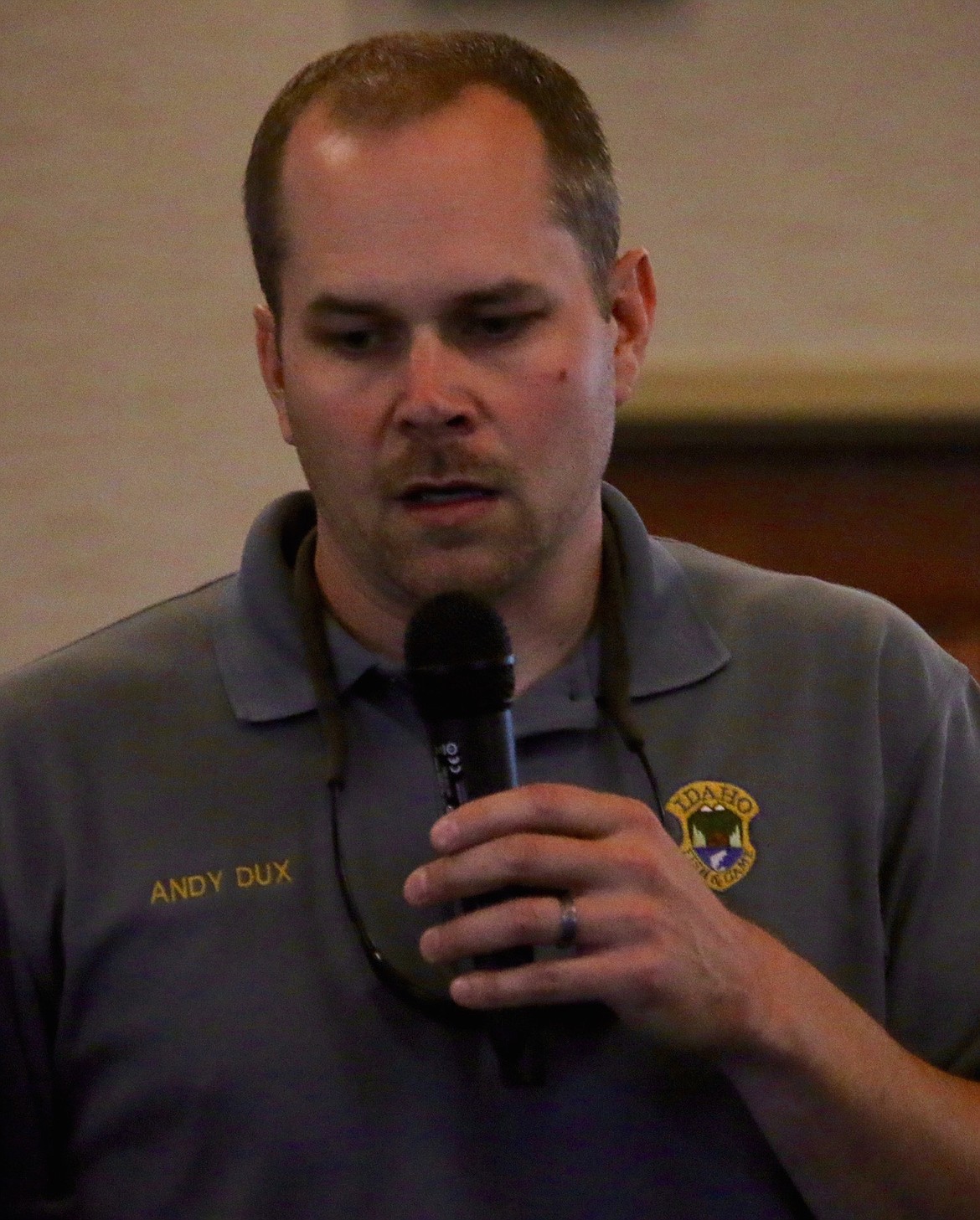 (Photo by JUDD WILSON)
Regional fisheries manager Andy Dux with the Idaho Department of Fish and Game answered questions about options for Priest Lake fisheries July 24.