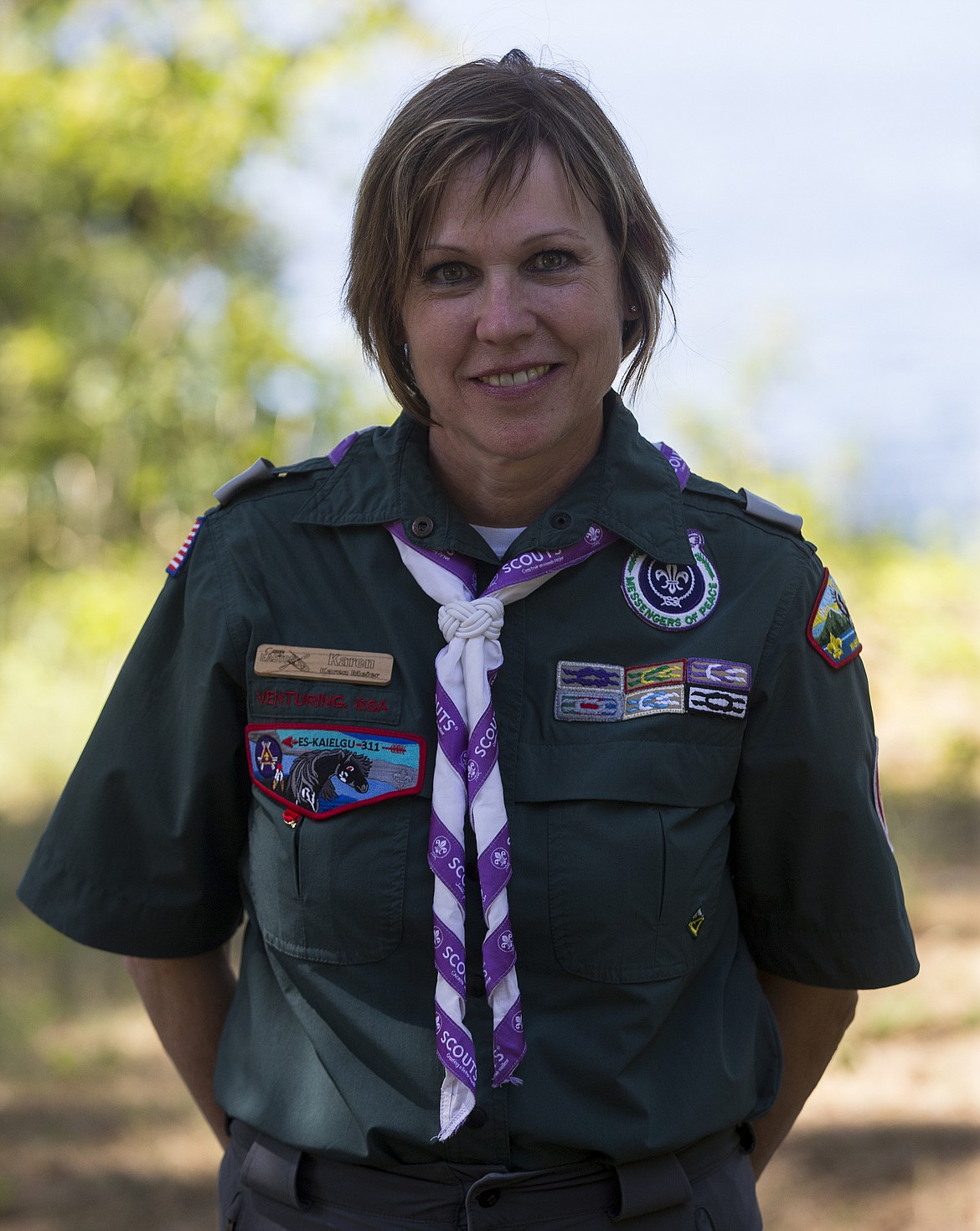 LOREN BENOIT/PressKaren Meier, Scout Executive and CEO of the Inland Northwest Council, poses for a portrait July 21, 2017 at Camp Easton.